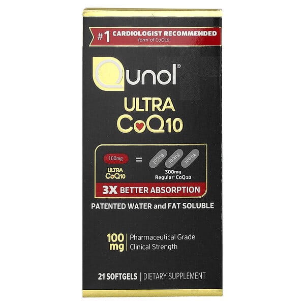 Qunol, Ultra CoQ10, 100mg, 소프트젤 21정