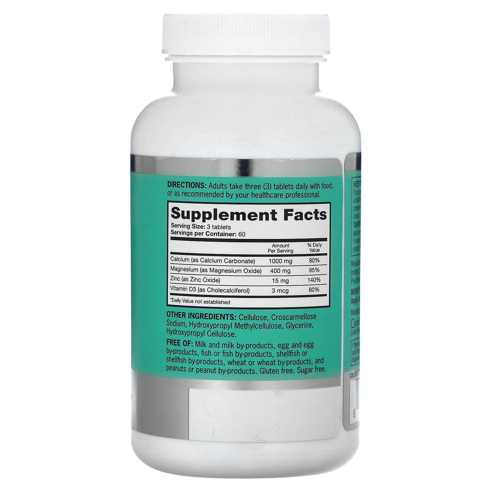 Qunol, カルシウム＋マグネシウム＋亜鉛、タブレット180粒