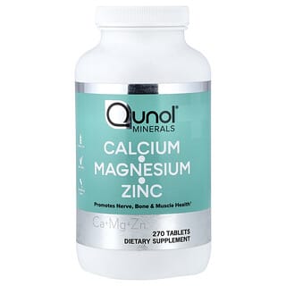 Qunol, Calcium, magnésium, zinc, 270 comprimés