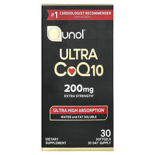 Qunol, Ultra CoQ10, 200 mg, 30 mäkkých kapsúl