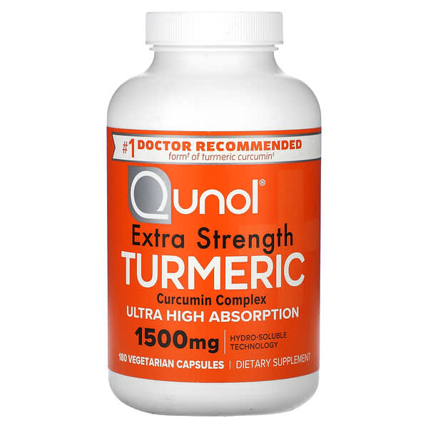 Qunol, Extra Strength Turmeric, 1,500 mg, 180 Vegetarian Capsules (500 mg per Capsule)