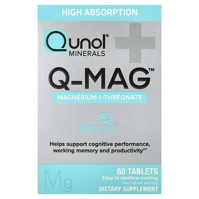Qunol, Q-MAG™, Magnesium L-Threonate, 60 Tablets (72 mg per Tablet) Qunol, Q-MAG™, Magnesium L-Threonate, 60 Tablets (72 mg per Tablet)