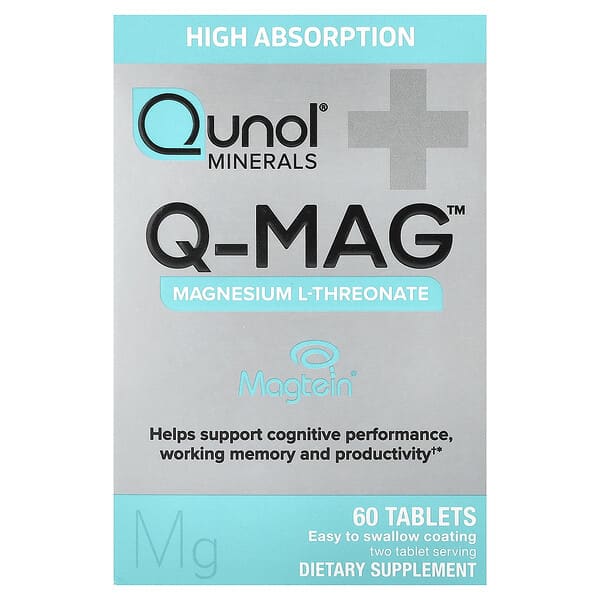 Qunol, Q-MAG™, 마그네슘 L-트레온산, 60정(1정당 72mg)