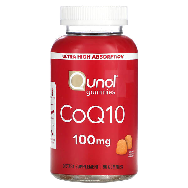 Qunol, Permen Jeli CoQ10, Jeruk Krim, 100 mg, 90 Permen Jeli (50 mg per Permen Jeli)