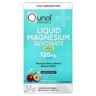 Qunol, Liquid Magnesium Glycinate With D3, Passion Fruit Splash, 30.4 fl oz (900 ml)