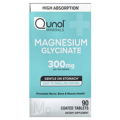 Qunol, Magnesium Glycinate, 90 Coated Tablets (150 mg each)