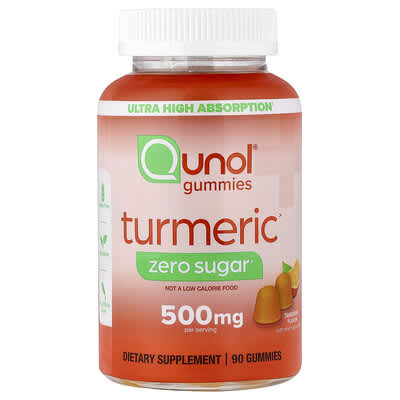 Qunol, Turmeric Gummies, Tangerine, Zero Sugar, 90 Gummies (250 mg per Gummy)
