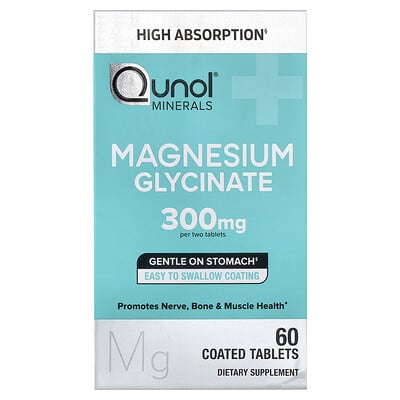 Qunol, Magnesium Glycinate, 60 Coated Tablets (150 mg per Tablet)