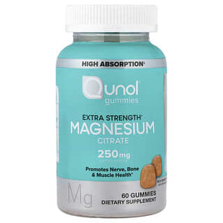 Qunol, Gomitas de citrato de magnesio, Naranja intenso, 60 gomitas (125 mg por gomita)