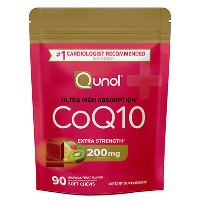 Qunol, CoQ10, Tropical Fruit Flavor, 90 Soft Chewable Tablets (100 mg Each)