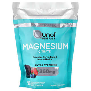 Qunol, Citrate de magnésium, Mélange de baies, 90 friandises à mâcher (175 mg pièce)