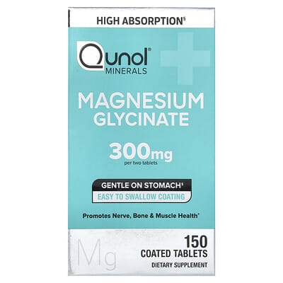 Qunol, Magnesium Glycinate, 150 Coated Tablets (150 mg each)
