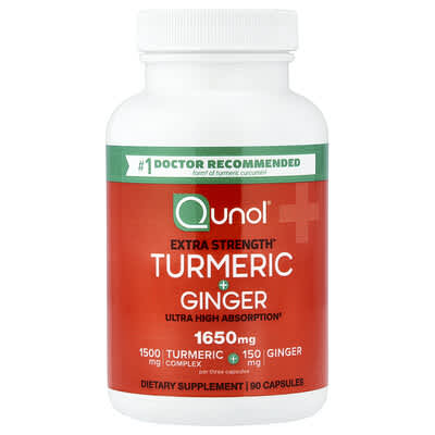 Qunol, Turmeric + Ginger, 90 Capsules