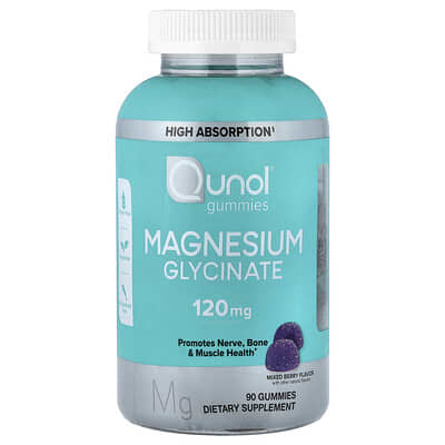 Qunol, Magnesium Glycinate Gummies, Assorted Berry Flavor, 90 Gummies (60 mg per gummy)
