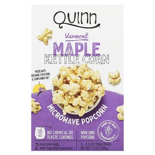 Quinn Popcorn, Maïs à éclater au micro-ondes, Maïs à la marmite en érable du Vermont, 2 sacs, 99 g chacun