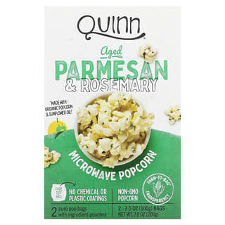 Quinn Popcorn, Palomitas de Maíz para Microondas, Parmesano y Romero, 2 Bolsas, 3.5 oz (100 g) Cada Una