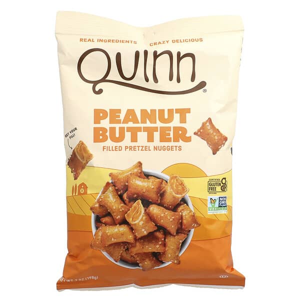 Quinn Snacks, Filled Pretzel Nuggets, Peanut Butter, 7 oz (198 g)