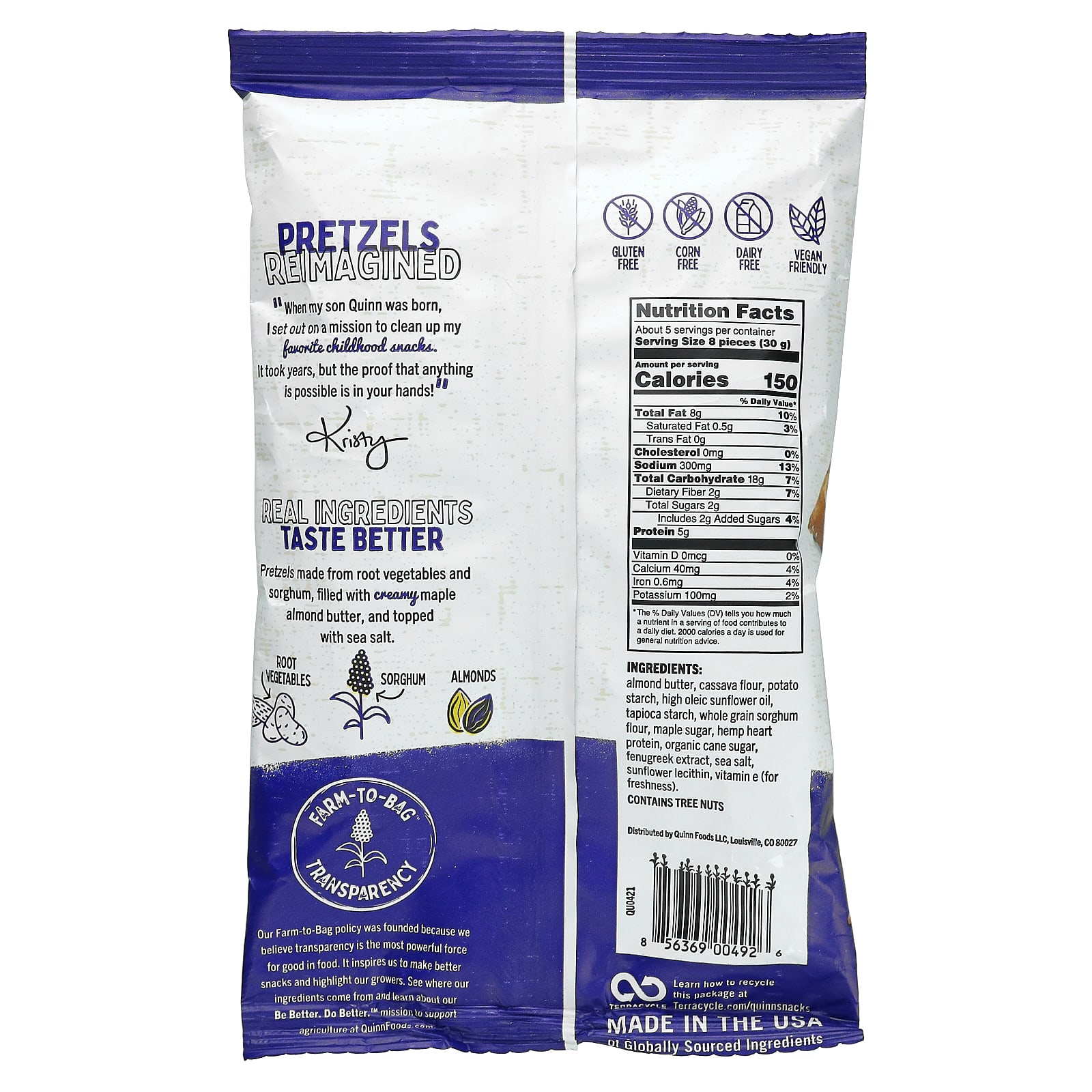 Quinn Snacks, Pretzel Nuggets, Maple Almond Butter Filled, 5 oz (141 g)