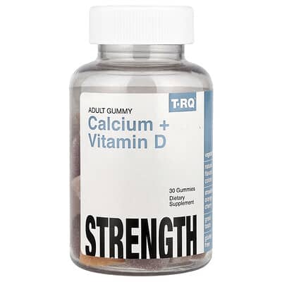 T-RQ, Gummies for Adults, Calcium + Vitamin D, Strawberry, Orange & Cherry Flavors, 30 Gummies