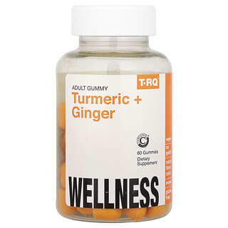 T-RQ, Gommes pour adultes, Curcuma + Gingembre, 60 gommes