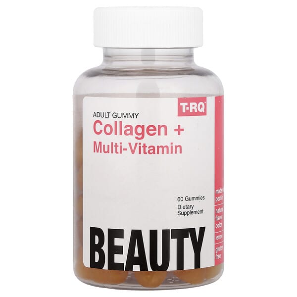 T-RQ, Yetişkin Sakızlı Şeker, Kolajen + Multi-Vitamin, Limon, 60 Sakızlı Şeker
