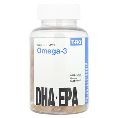 T-RQ, Adult Gummy Omega-3, DHA + EPA, Lemon, Orange, Strawberry, 60 Gummies