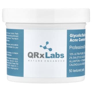 QRxLabs, Ácido glicólico/salicílico 10/2, Almohadillas para el control del acné, 50 almohadillas texturizadas