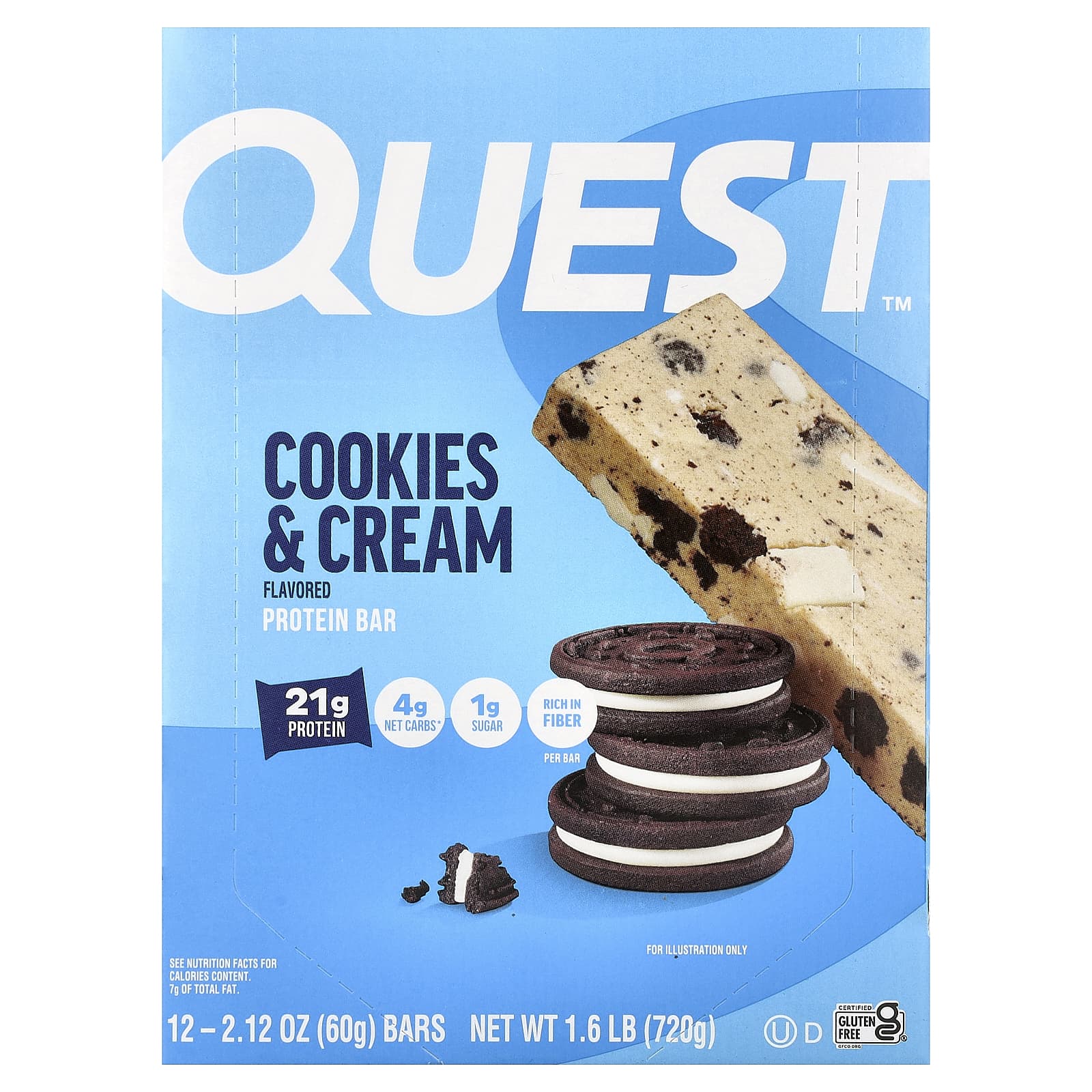 プロテインバー、クッキー & クリーム、12本、各2.12オンス (60 g)