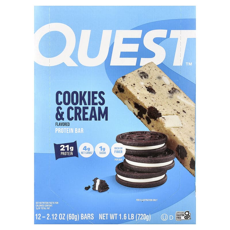 プロテインバー、クッキー＆クリーム、12本、各60g