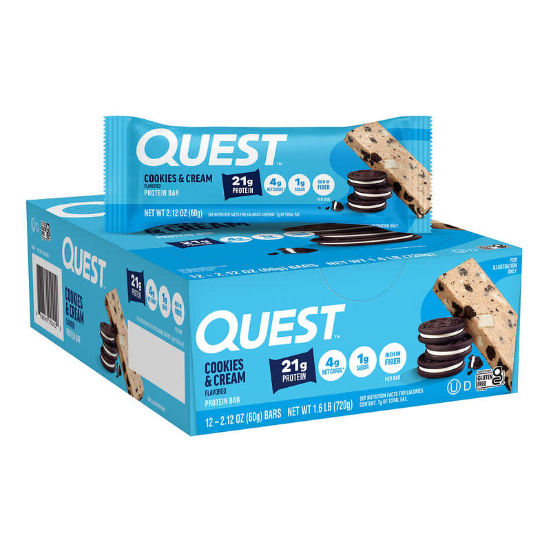 プロテインバー、クッキー＆クリーム、12本、各60g