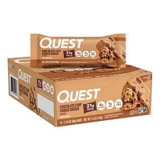 Quest Nutrition, Protein Bar, Chocolate Chip Cookie Dough, 12 Bars, 2.12 oz (60 g) Each