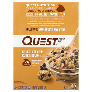 Quest Nutrition, Barre de protéines, pépites de chocolat pâte à cookie, 12 barres, 60 g (2,12 oz) chacune