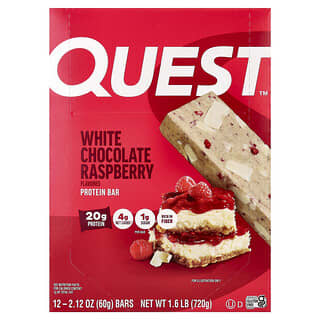 Quest Nutrition, Protein Bar, White Chocolate Raspberry, 12 Bars, 2.12 oz (60 g) Each