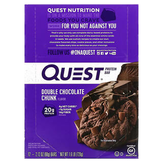 Quest Nutrition, Barre protéinée, Double pépites de chocolat, 12 barres, 60 g chacune