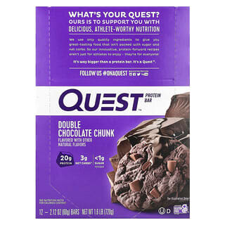 Quest Nutrition, Barrita de proteínas, Doble trozo de chocolate, 12 barritas, 60 g (2,12 oz) cada una