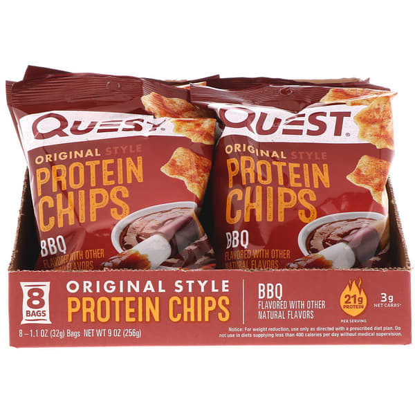 Quest Nutrition, オリジナルスタイル・プロテインチップス、バーベキュー、8袋、各1.1 oz (32 g)