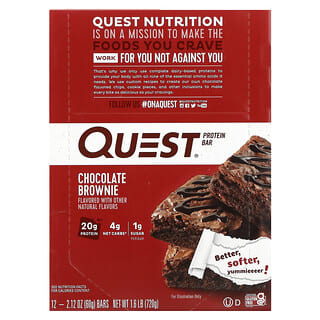كويست نوتريشن‏, لوح البروتين Quest Protein Bar، براوني بالشوكولا، 12 لوح، 2.12 أوقية (60 غرام) لكل لوح