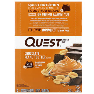 Quest Nutrition, Barre protéinée Quest, Beurre d'arachide au chocolat, 12 unités, 60 g (2,12 oz) chacune