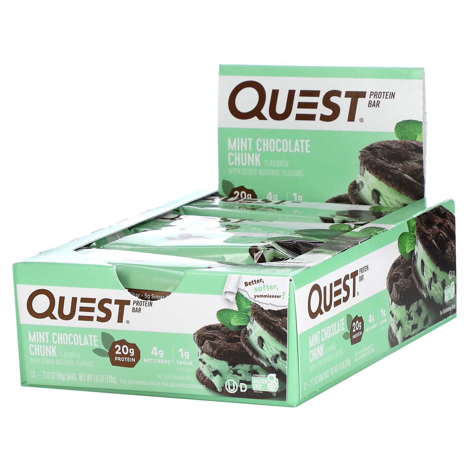 Quest Nutrition, Protein Bar, Mint Chocolate Chunk, 12 Bars, 2.12 oz