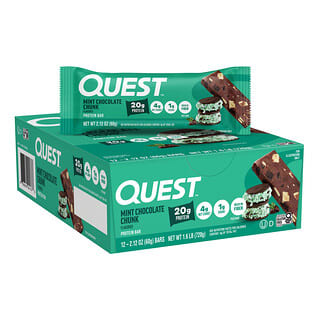 Quest Nutrition, Proteinbar, mintchokladbit, 12 barer, 2.12 oz (60 g) vardera