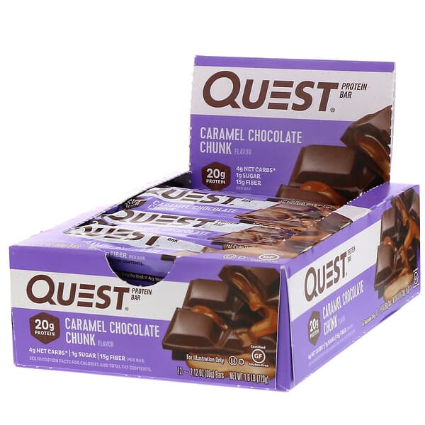 Quest Nutrition, Protein Bar, Caramel Chocolate Chunk, 12 Bars, 2.12 oz ...