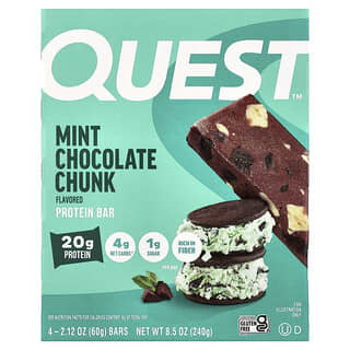 Quest Nutrition, Protein Bar, Mint Chocolate Chunk, Proteinriegel, mit Minze-Schokoladen-Stückchen, 4 Riegel, je 60 g (2,12 oz.).