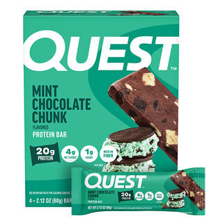 Quest Nutrition, Protein Bar, Mint Chocolate Chunk, 4 Bars, 2.12 oz (60 g) Each