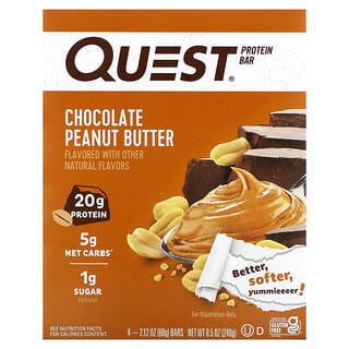 Quest Nutrition, Protein Bar, шоколадно-арахисовая паста, 4 батончика, 60 г (2,12 унции)