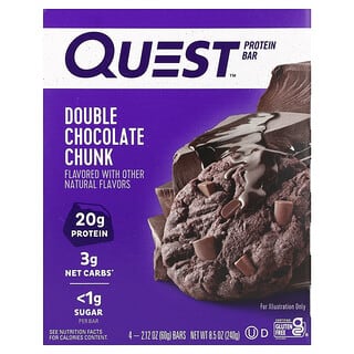 Quest Nutrition, Proteinriegel, doppelte Schokoladenstückchen, 4 Riegel, je 60 g (2,12 oz.)