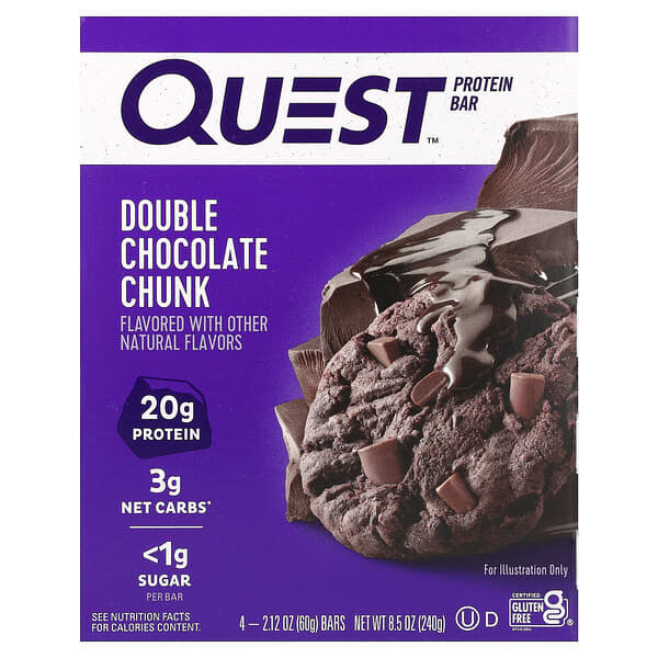 Quest Nutrition, 프로틴바, 더블 초콜릿 청크, 바 4개, 각 60g(2.12oz)