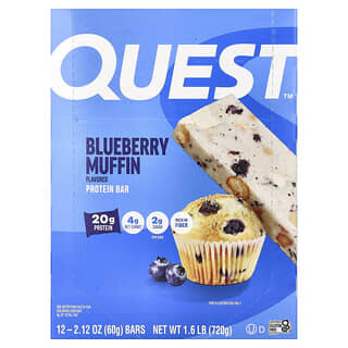Quest Nutrition, Barrita de proteínas, Muffin de arándanos azules, 12 barritas, 60 g (2,12 oz) cada una