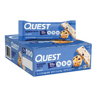 Quest Nutrition, Proteinbar, blåbärsmuffins, 12 barer, 2.12 oz (60 g) vardera