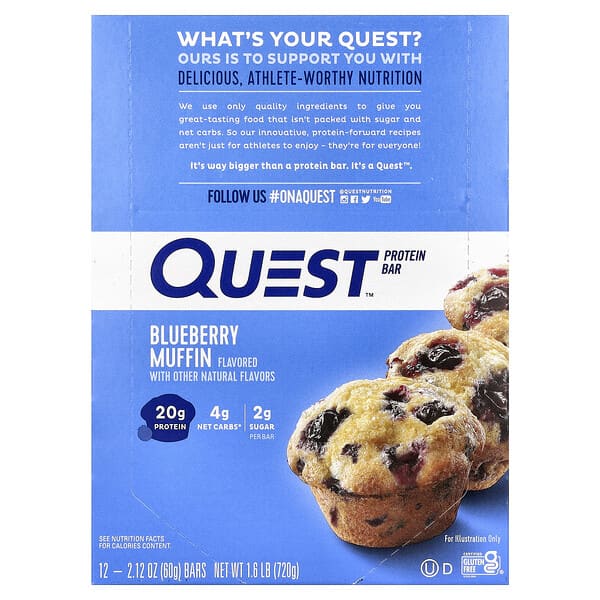 Quest Nutrition, 蛋白棒，藍莓鬆餅味，12 根，每根 2.12 盎司（60 克）