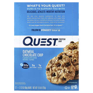 Quest Nutrition, протеиновый батончик, со вкусом овсяно-шоколадного печенья, 12 батончиков, весом 60 г (2,12 унции) каждый